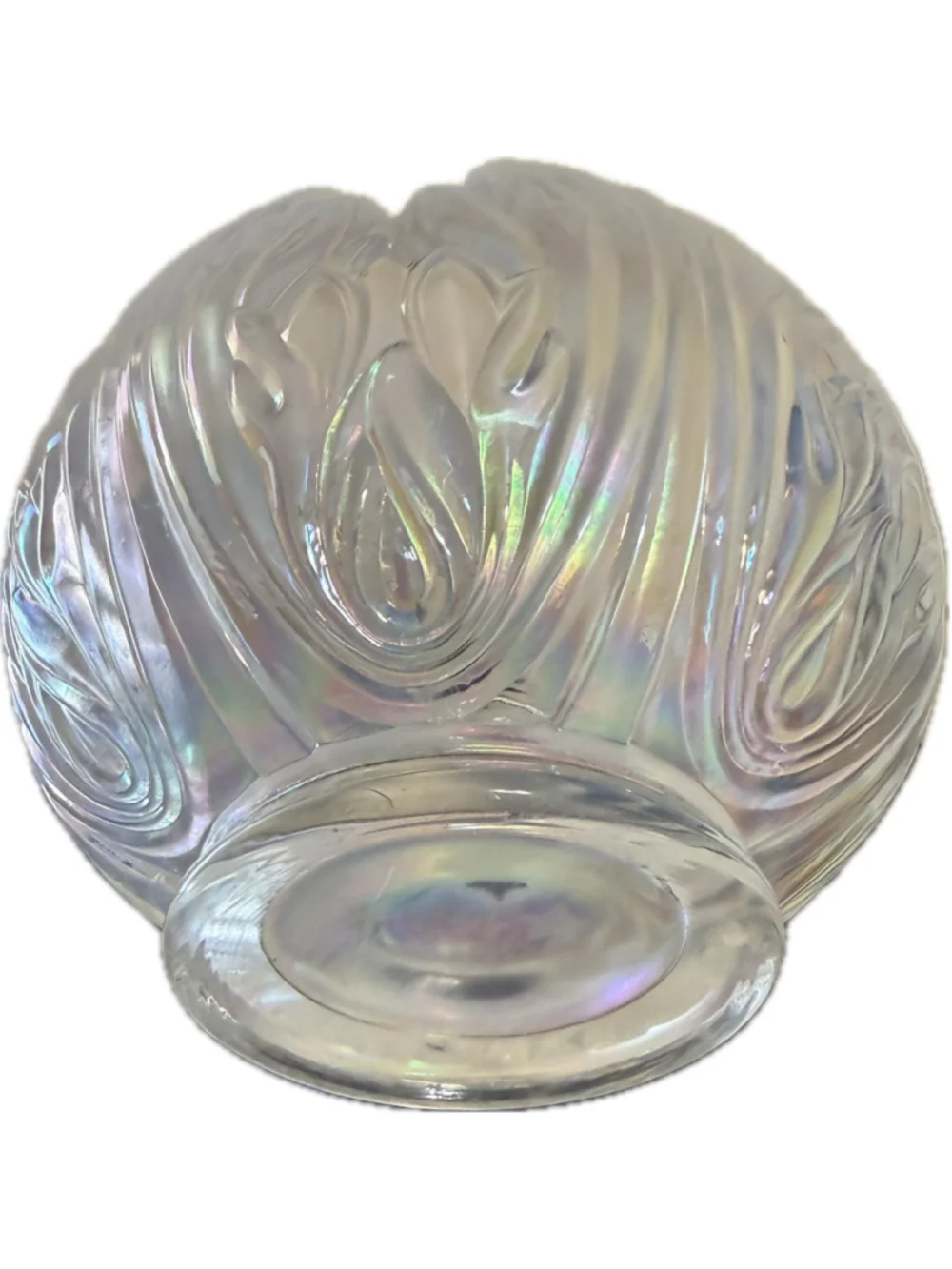 Vintage Iridescent Glass Tulip Flower Bowl Opalescent Art Glass Candle Holder